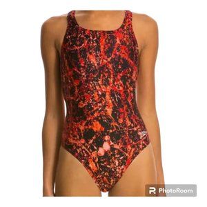 Speedo Female Splatter Splash Race II Tech Performance One piece Swimsuit 6/32